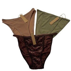SKIMS Bikinis Lot of 3 Fits‎ Everybody Jelly Sheer Velvet Logo XXS